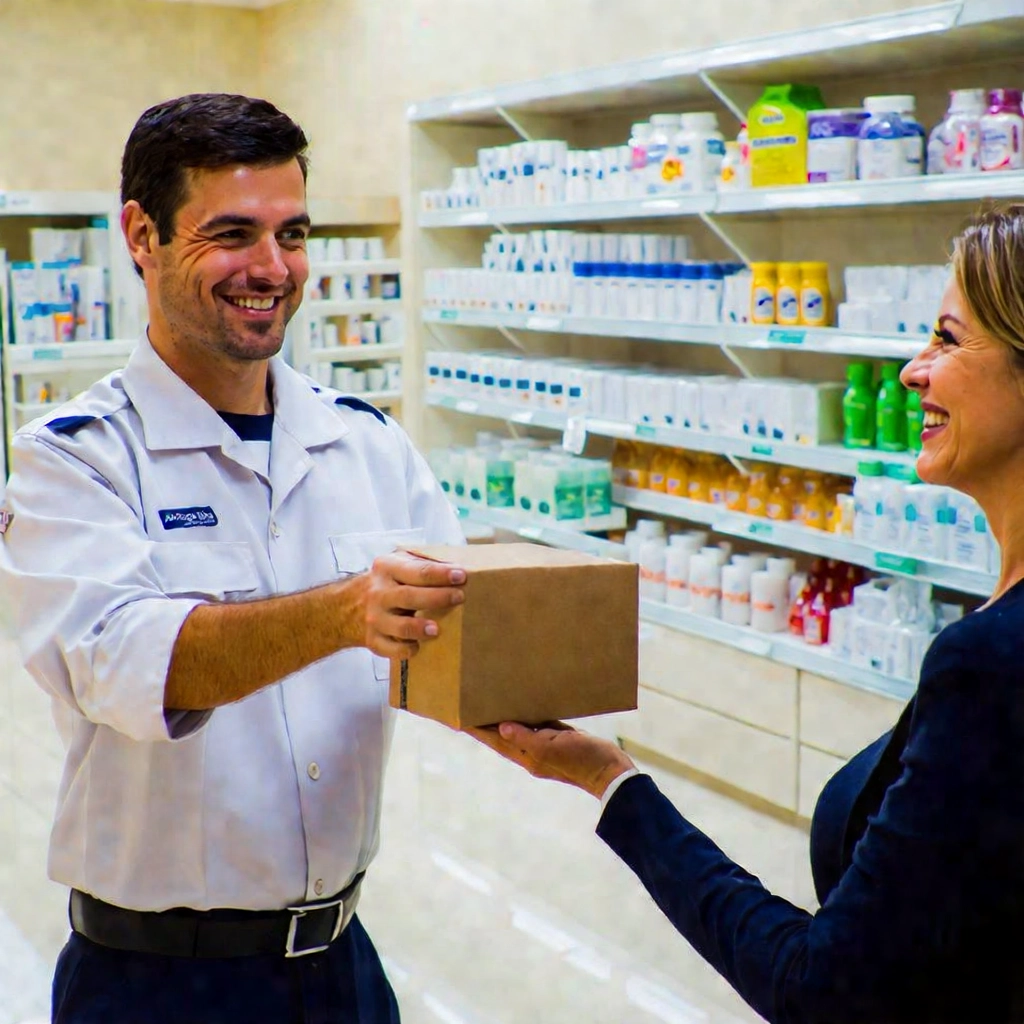 Entrega transportista farmacéutico